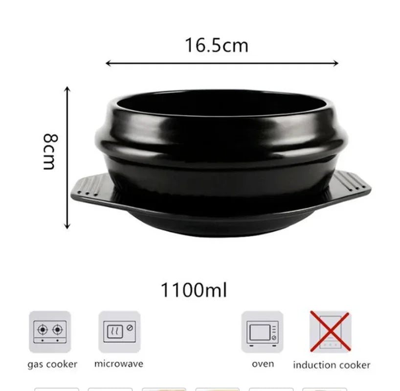 Classic Korean Dolsot Ceramic Stone Bowl Pot – Sizzling Bibimbap & Soup Cookware