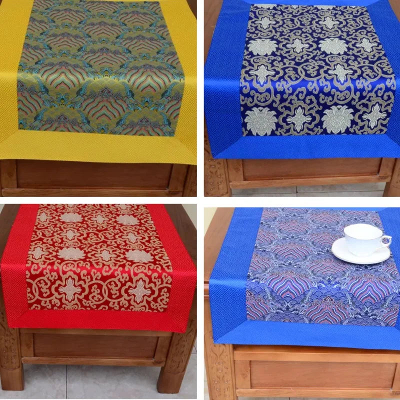 Tibetan Ethnic Style Brocade Tablecloth Home Interior Buddhist Hall Decoration Copy Scripture Cushion Cloth Religious Supplies