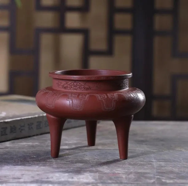 Tripedal Purple Sand (Zisha) Ceramic Bonsai Bowl Pot – 9cm Inner Diameter