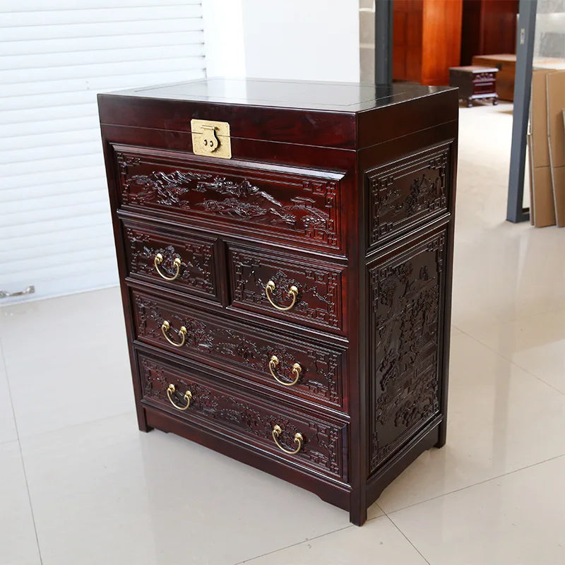FG Camphor Wood Chest of Drawers Camphor Wood Box Cabinet Storage Solid Wood Furniture Mothproof Chinese Style Carved Vintage