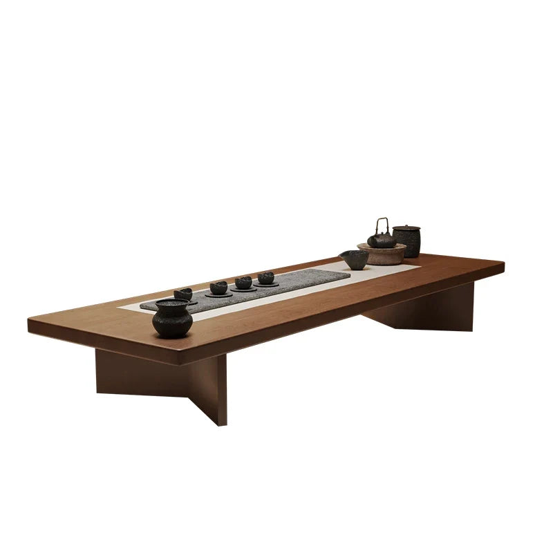Solid Wood Low Coffee Table – New Chinese & Japanese Bay Window Platform Table