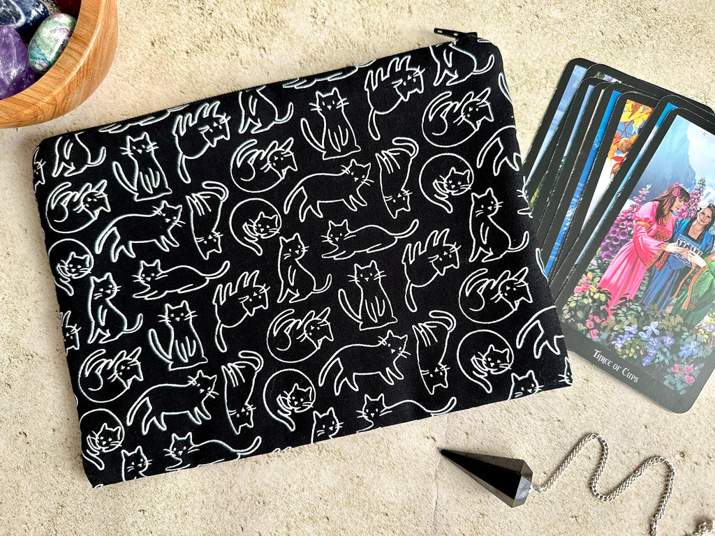 Cats Tarot Card Bag - Tarot Deck Storage Bag - Witchy Bag