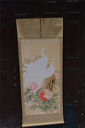 Qing Dynasty Style Peony & Peacock Long Axis Scroll Painting – Hand-Painted Chinese Wall Art