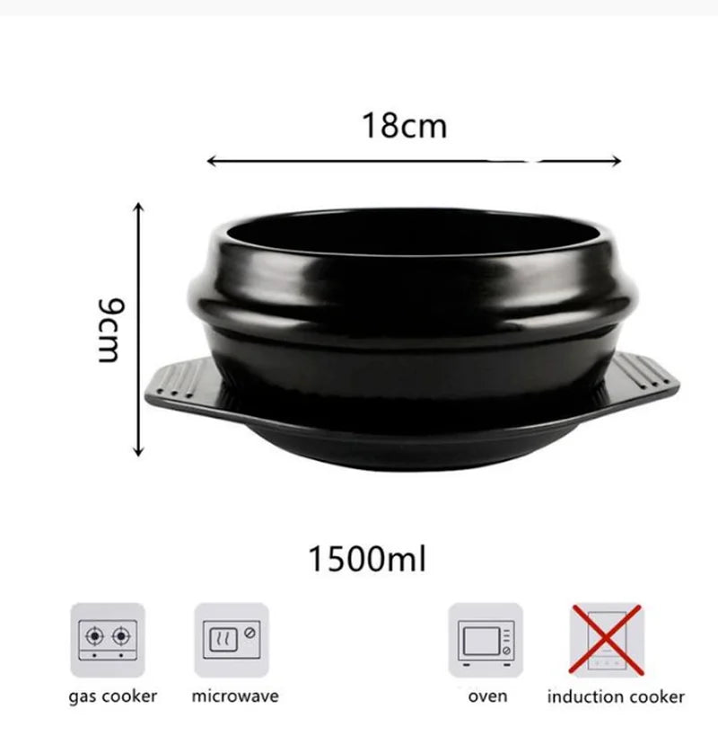 Classic Korean Dolsot Ceramic Stone Bowl Pot – Sizzling Bibimbap & Soup Cookware