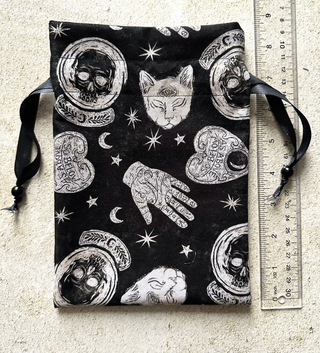 Witchy Tarot Card Drawstring Bag – Ouija Print Gift for Tarot Readers & Oracle Deck Lovers