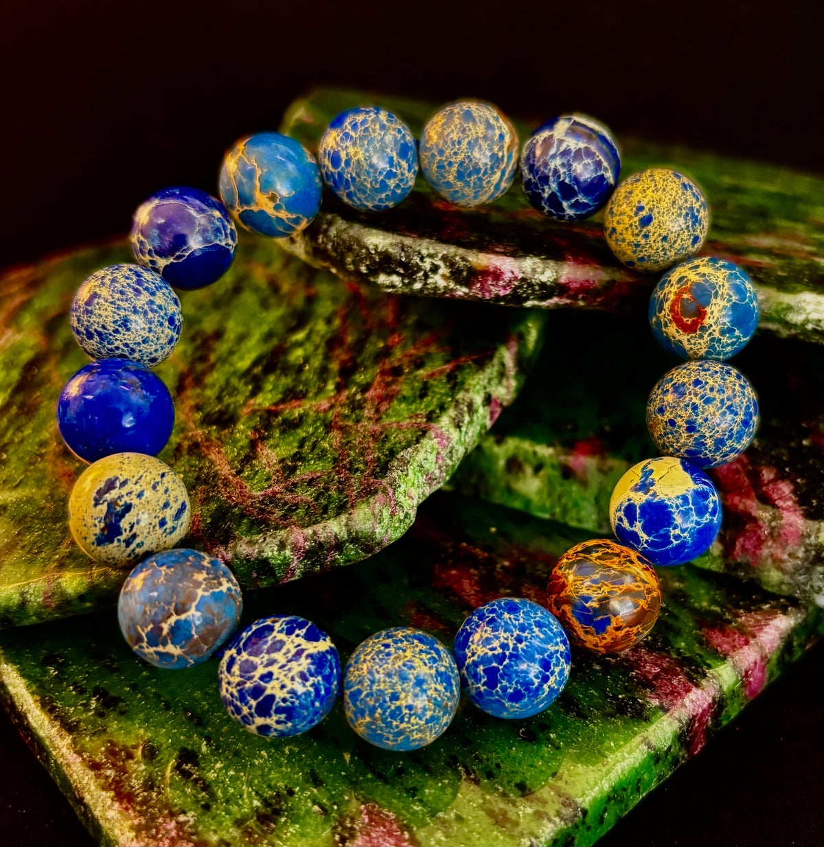 Atlantic Tide Blue Imperial Jasper Bracelet (8mm, 10mm, and 12mm)