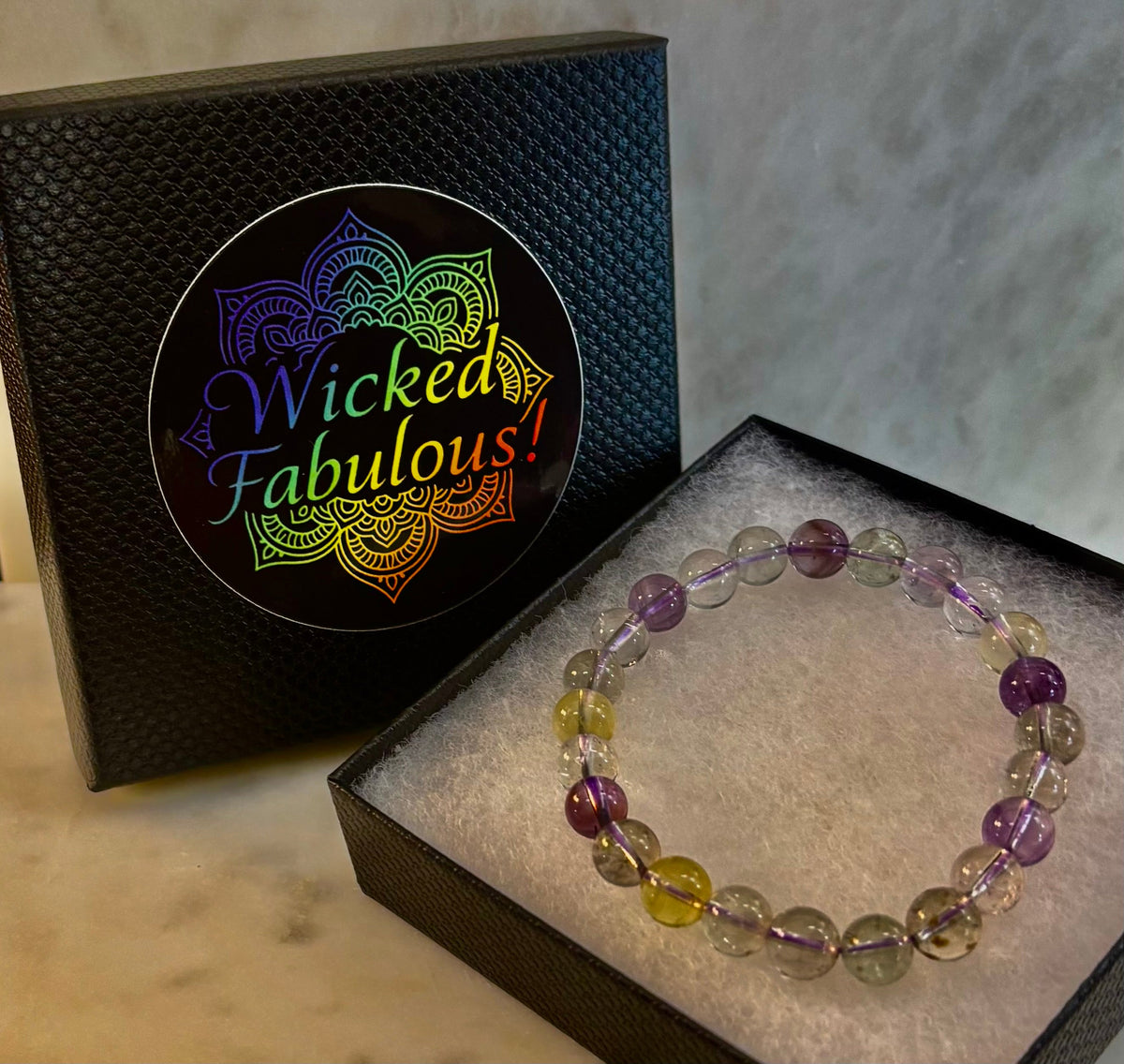 Ametrine Crystal Healing Stretch Bracelet for Intuition, Abundance & Harmony (8mm)