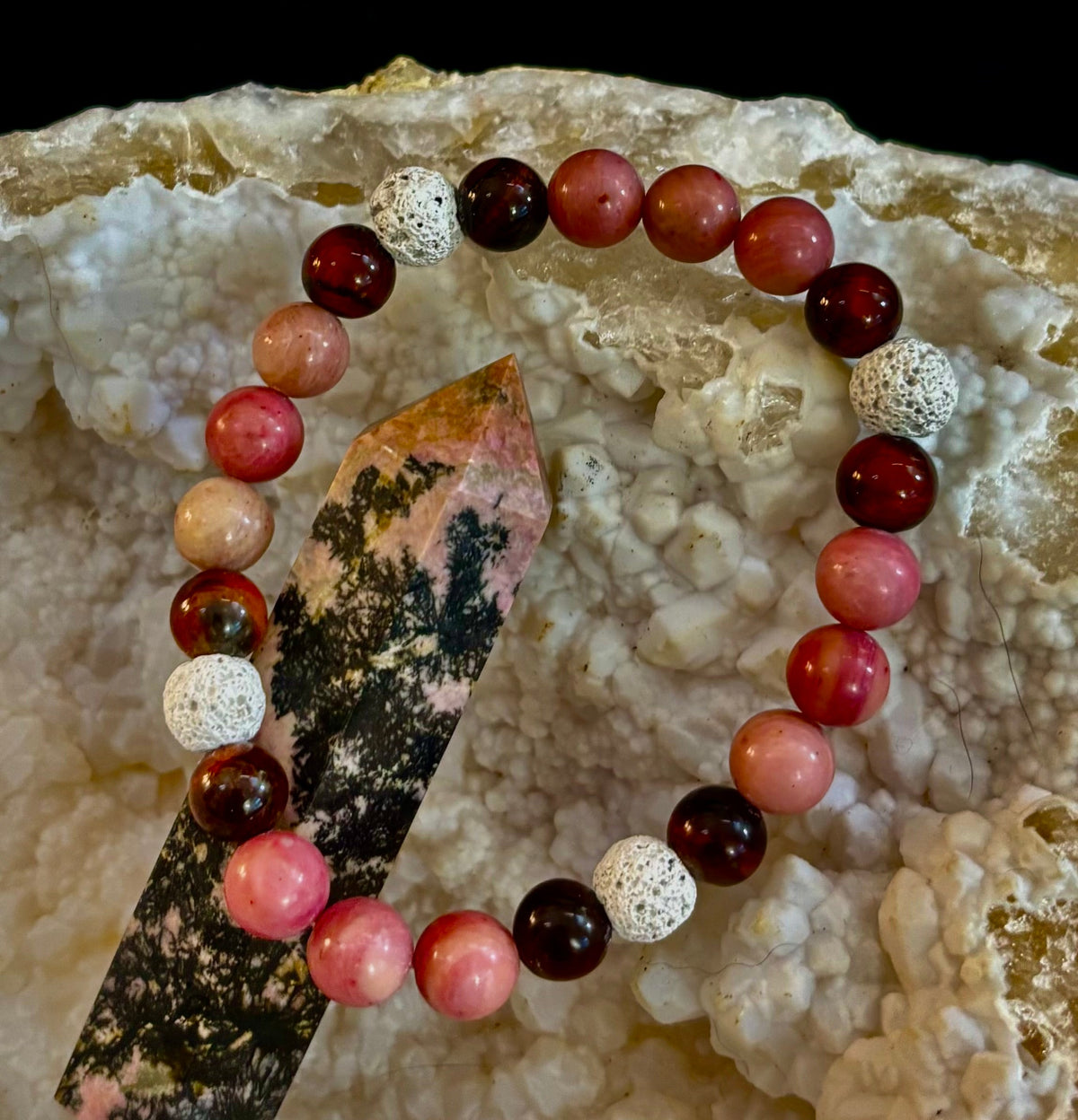Reiki-Infused Sacred Flame Bracelet for Passion, Courage, Grounding & Essential Oil Diffusing (8mm, Small Wrists)