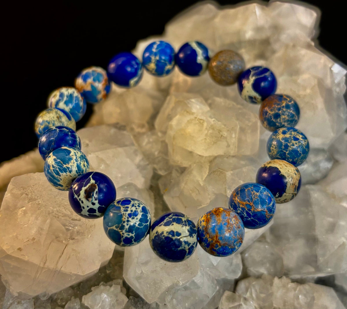 Atlantic Tide Blue Imperial Jasper Bracelet (8mm, 10mm, and 12mm)