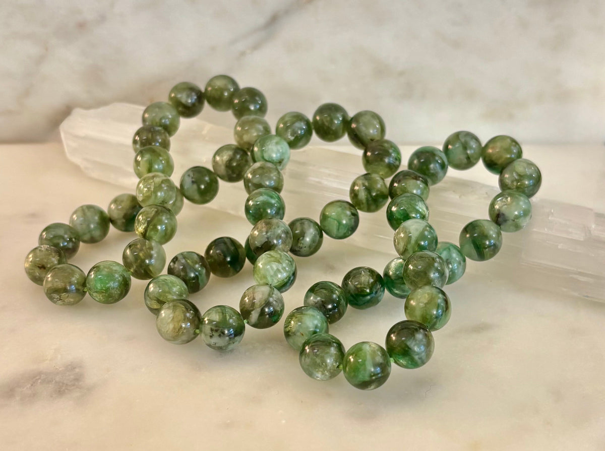Green Lepidolite Mica Gemstone Bracelet — Peace, Heart Renewal & Emotional Balance