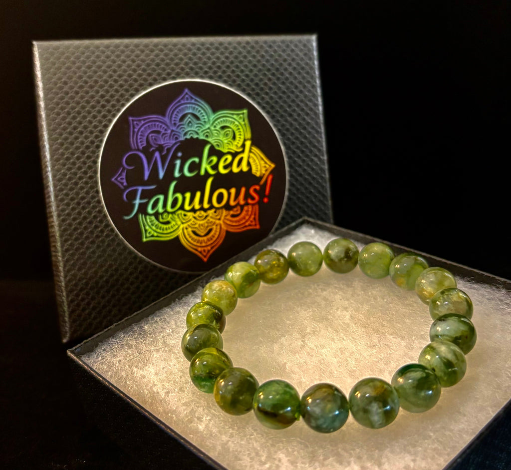 Green Lepidolite Mica Gemstone Bracelet — Peace, Heart Renewal & Emotional Balance