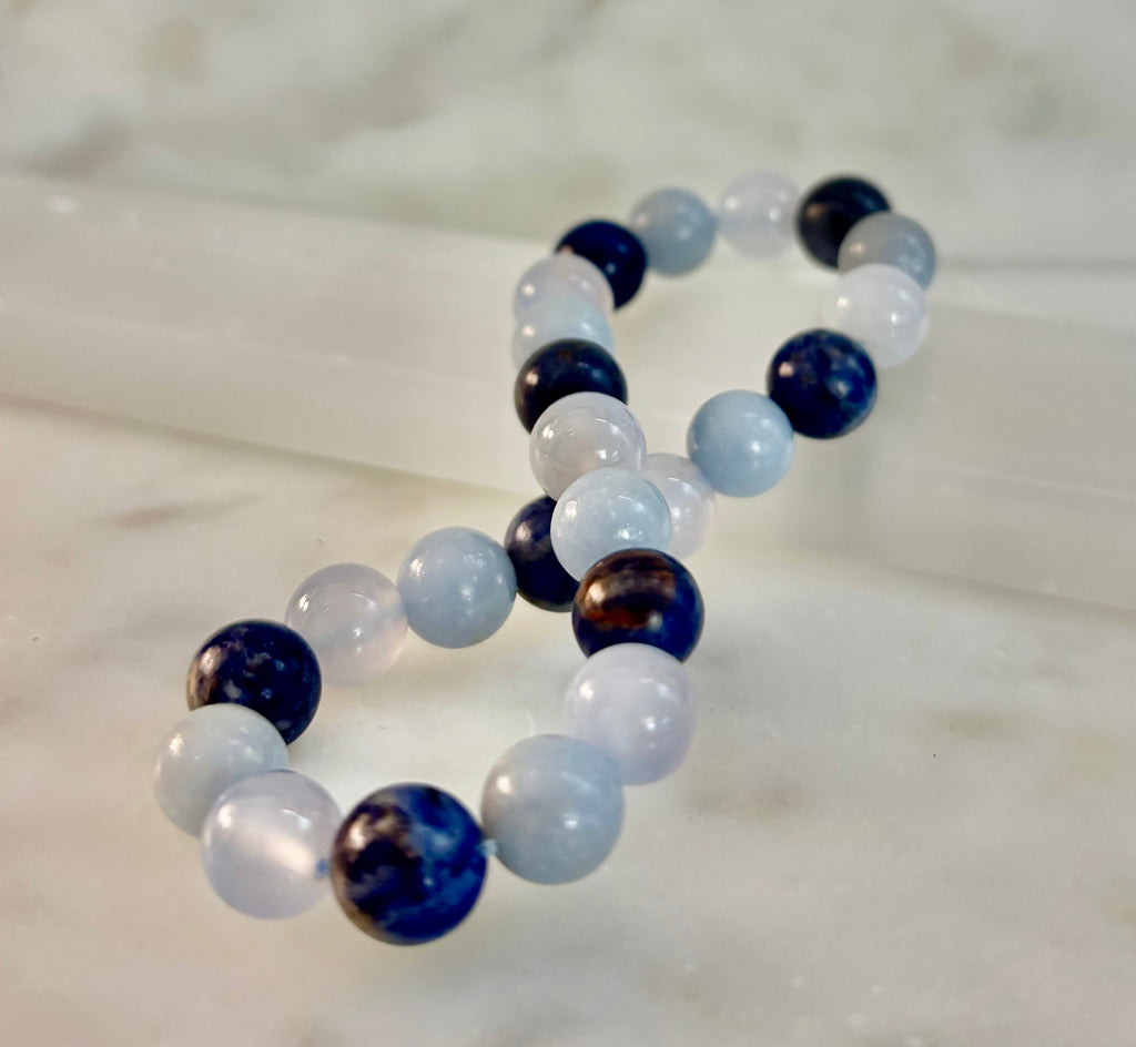 The Sacred Calm Trio | Sodalite, Chalcedony & Angelite Intention Bracelet
