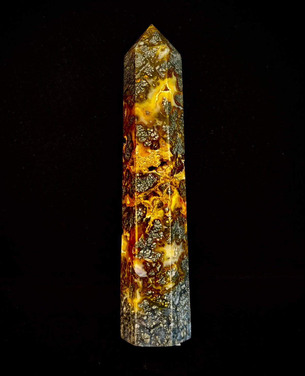 Marcasite Crystal Obelisk Mini-Tower – Soul Attraction & Metallic Focus (3"–4")
