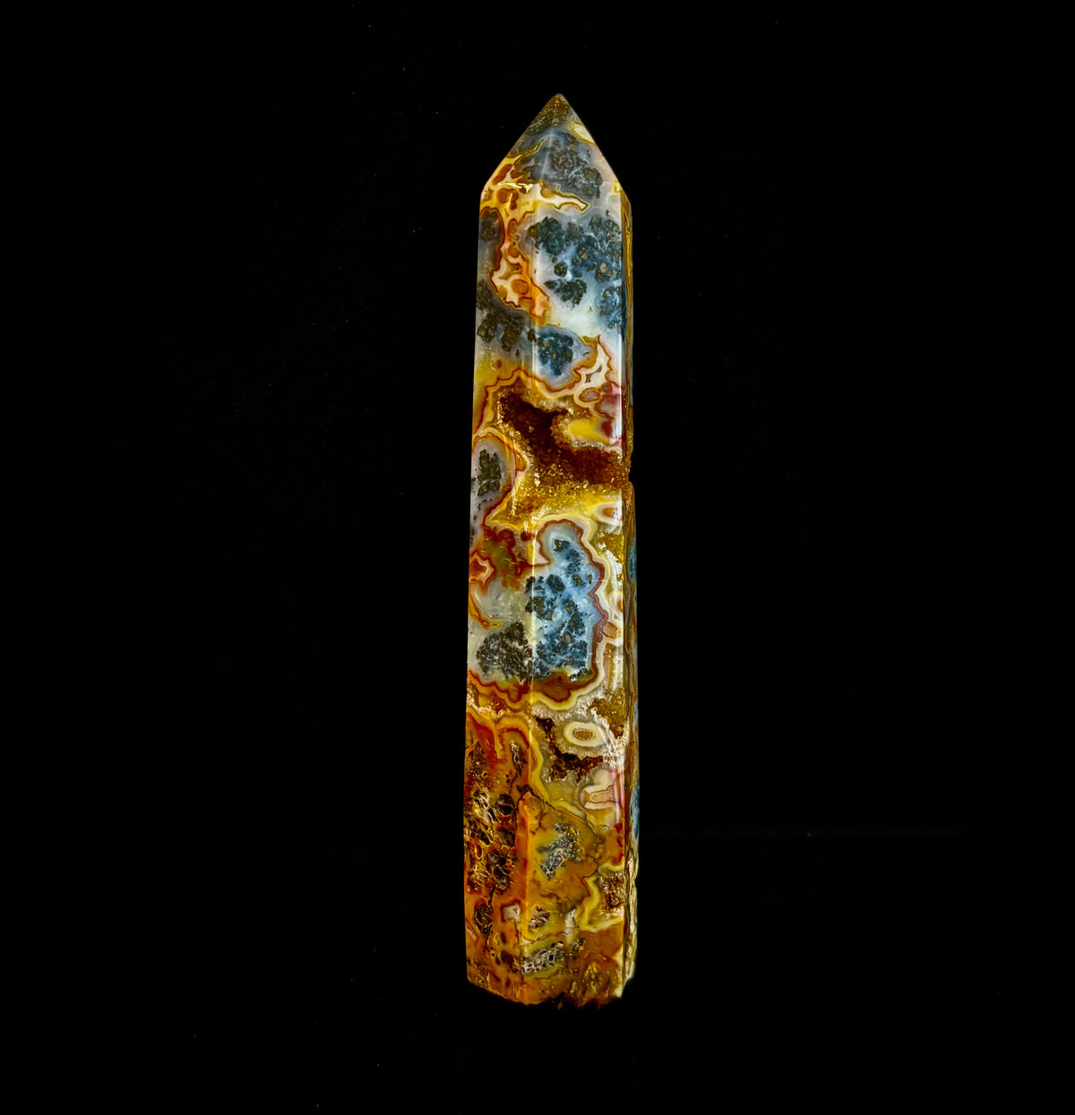 Marcasite Crystal Obelisk Mini-Tower – Soul Attraction & Metallic Focus (3"–4")