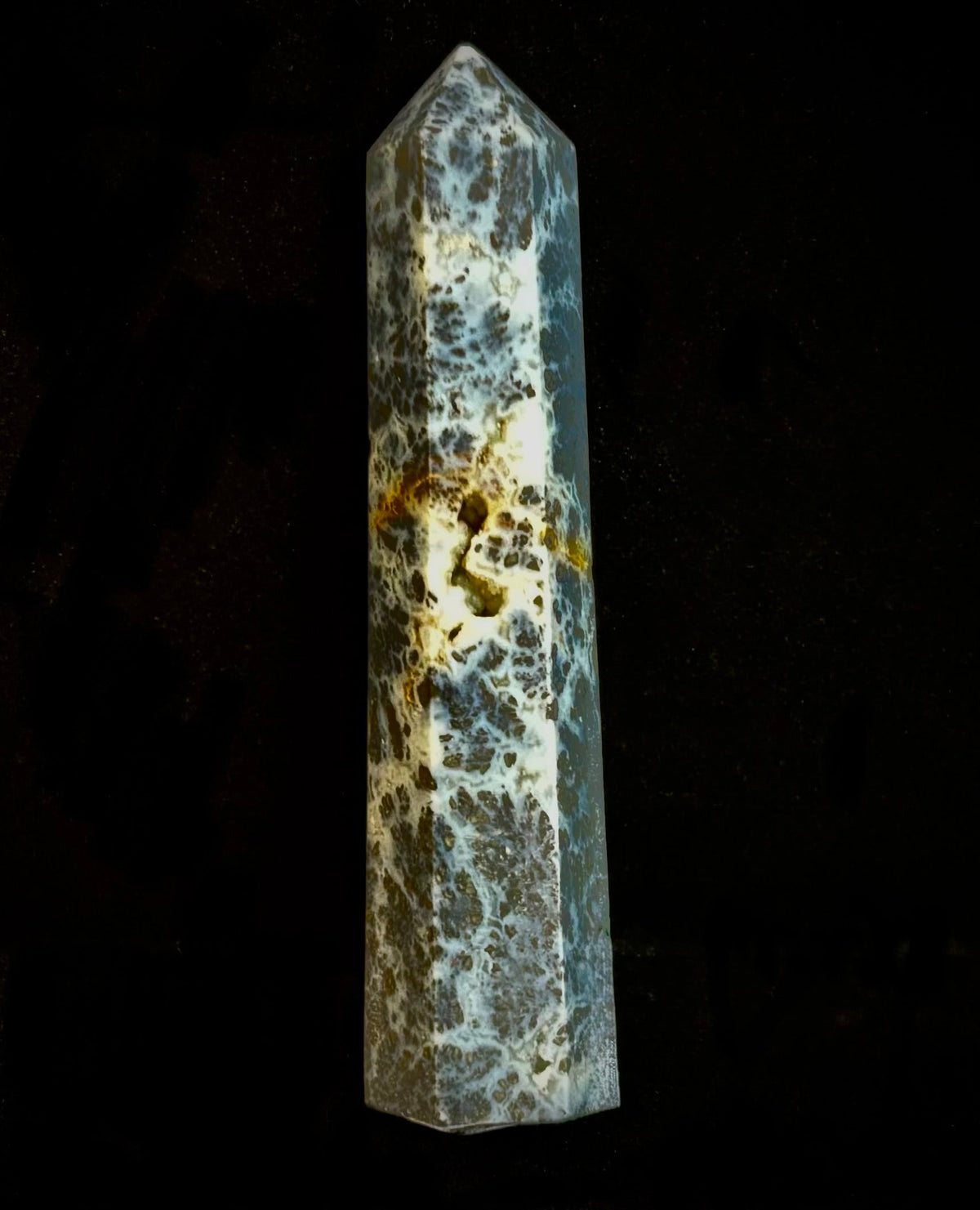 Marcasite Crystal Obelisk Mini-Tower – Soul Attraction & Metallic Focus (3"–4")