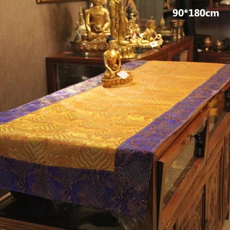 Tibetan Fabric Auspicious Cloud Pattern Long Table Tablecloth/Temple Offering Worship Buddha Decoration Double-layer Tablecloth