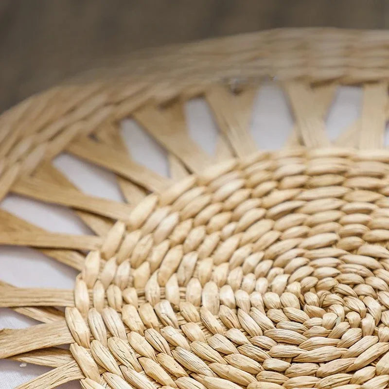 Hand-Woven Round Mobile Footstool – Low Ottoman Pouf & Accent Stool