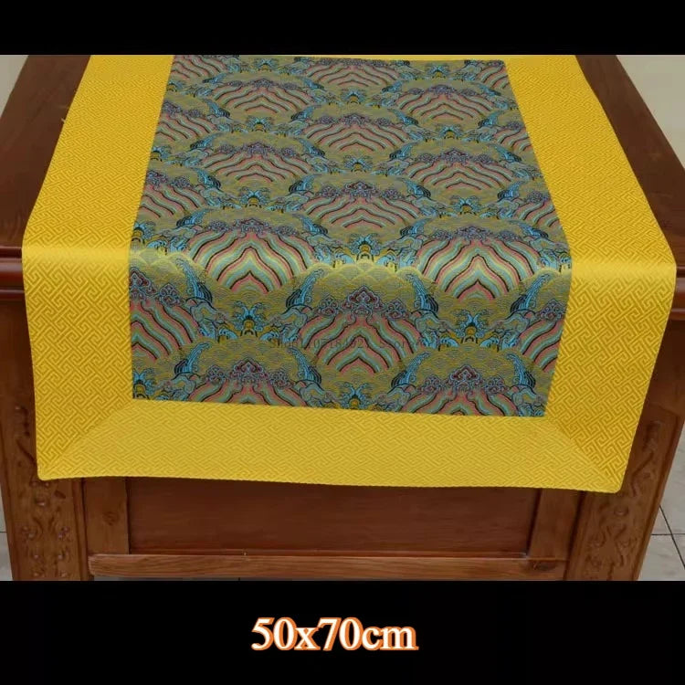 Tibetan Ethnic Style Brocade Tablecloth Home Interior Buddhist Hall Decoration Copy Scripture Cushion Cloth Religious Supplies
