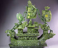 38cm Large Chinese Hand Carved 100% Natural Jade Incense Statue – Dragon Boat