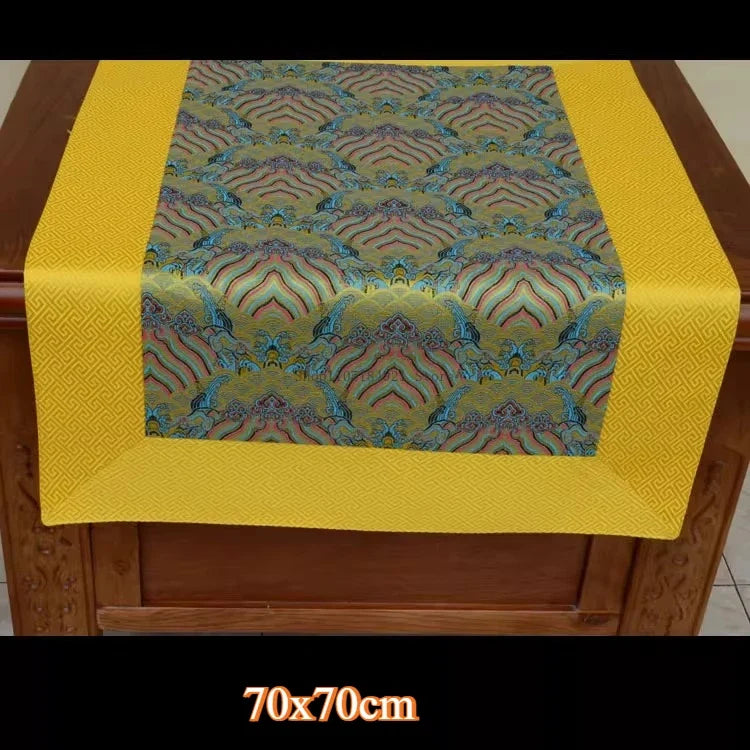 Tibetan Ethnic Style Brocade Tablecloth Home Interior Buddhist Hall Decoration Copy Scripture Cushion Cloth Religious Supplies