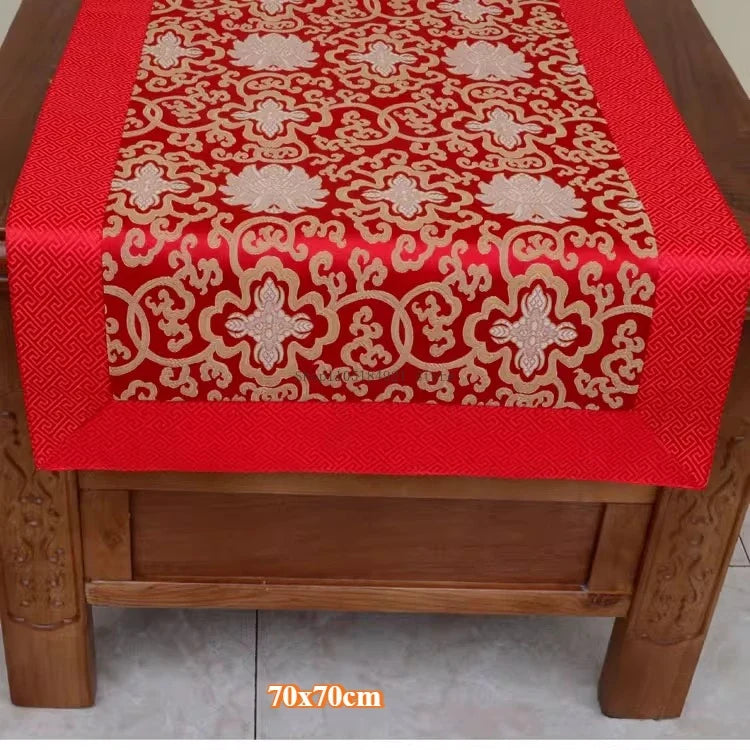 Tibetan Ethnic Style Brocade Tablecloth Home Interior Buddhist Hall Decoration Copy Scripture Cushion Cloth Religious Supplies