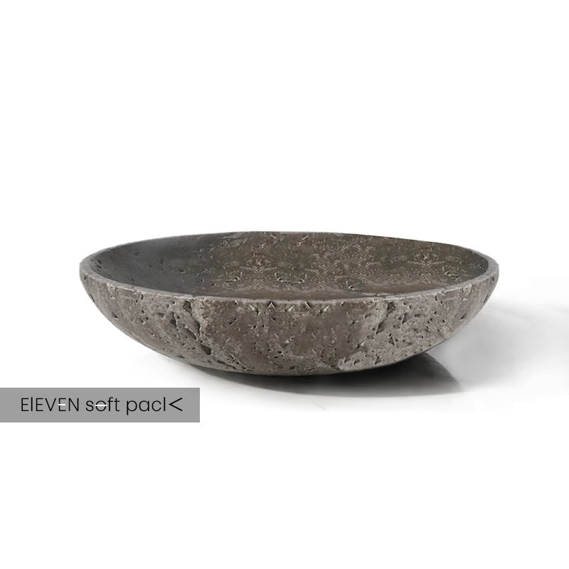 Modern Wabi-Sabi Silver Grey Travertine Tray