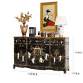 Bright Lacquered Solid Wood Entryway Cabinet – Classical Inlaid Shell Credenza