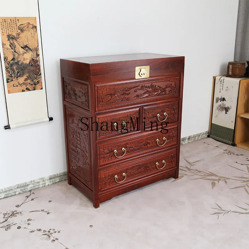 FG Camphor Wood Chest of Drawers Camphor Wood Box Cabinet Storage Solid Wood Furniture Mothproof Chinese Style Carved Vintage