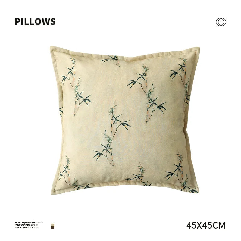 Light Color Bamboo Pattern Cushion Cover – Decorative Throw Pillowcase (45 × 45 cm)
