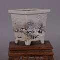 Chinese Snowscape Pastel Porcelain Flower Pots – Antique-Style Planters