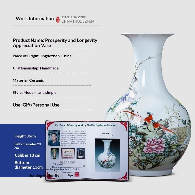 New Chinese-style Pastel Landscape Floral Ceramic Vase