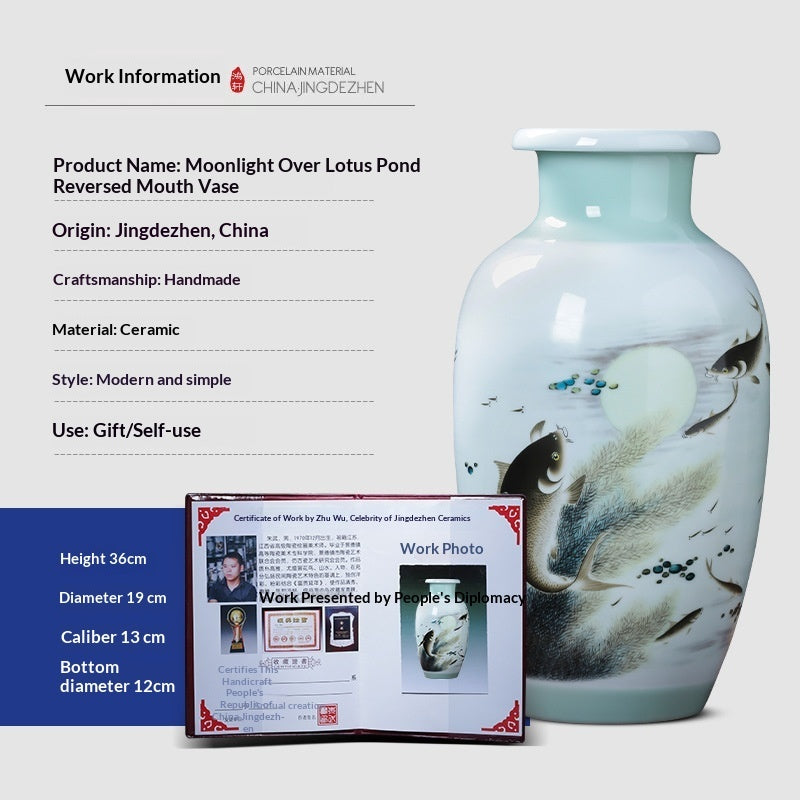 New Chinese-style Pastel Landscape Floral Ceramic Vase
