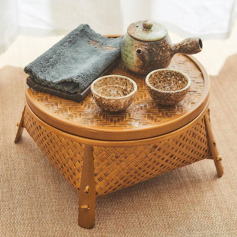 Vintage Style Bamboo Storage Basket Tea Tray