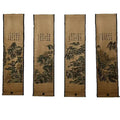 Chinese Ancient Paper Calligraphy Paintings Scrolls Famous Murals Wangyun Attic Pavilion Four Pairs of Artwork Decorations