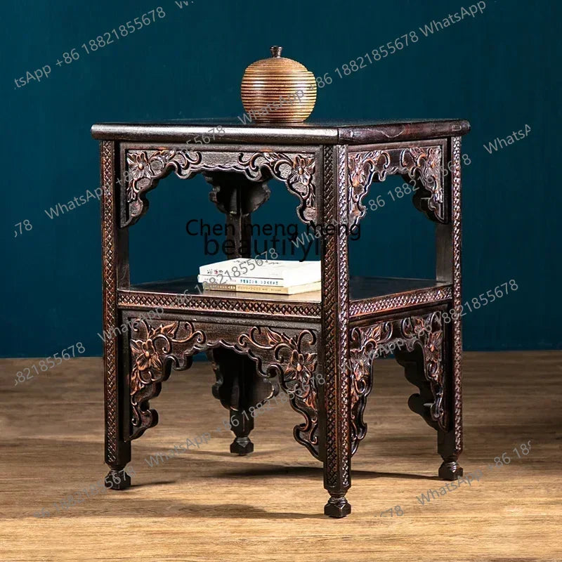 Classical Hand-Carved Chinese Elm Armchair – Solid Wood Vintage Salon Chair