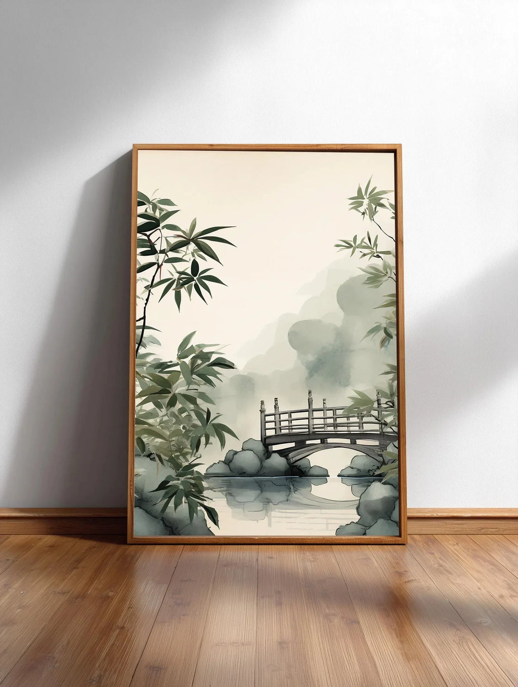 Minimalist Japanese Bamboo Forest & Crane Zen Wall Art Print