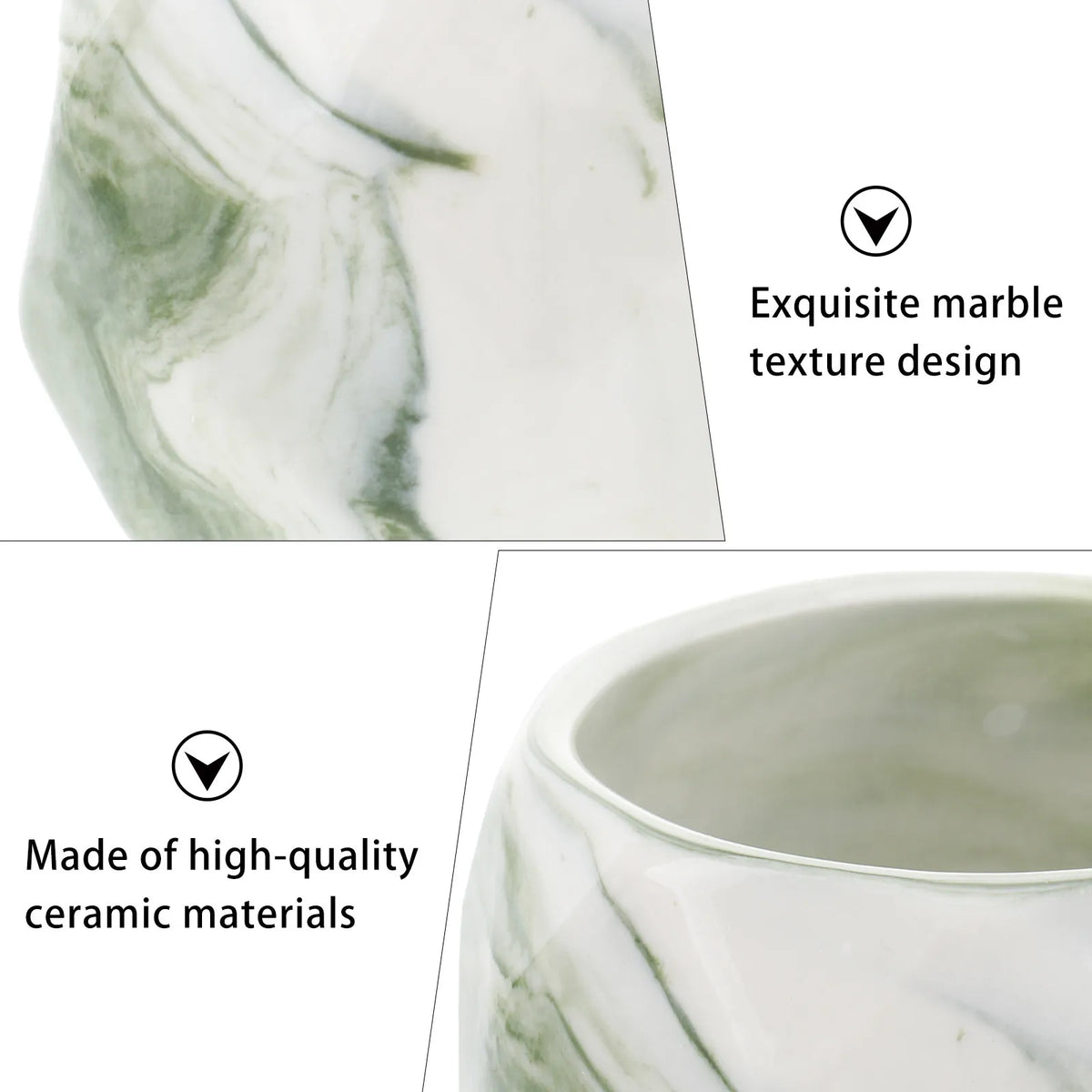 Premium Green Marble-Finish Ceramic Succulent Planter (8 × 5 cm)