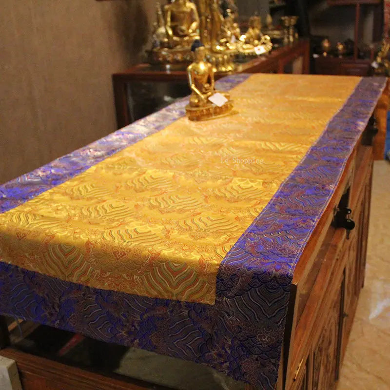 Tibetan Fabric Auspicious Cloud Pattern Long Table Tablecloth/Temple Offering Worship Buddha Decoration Double-layer Tablecloth