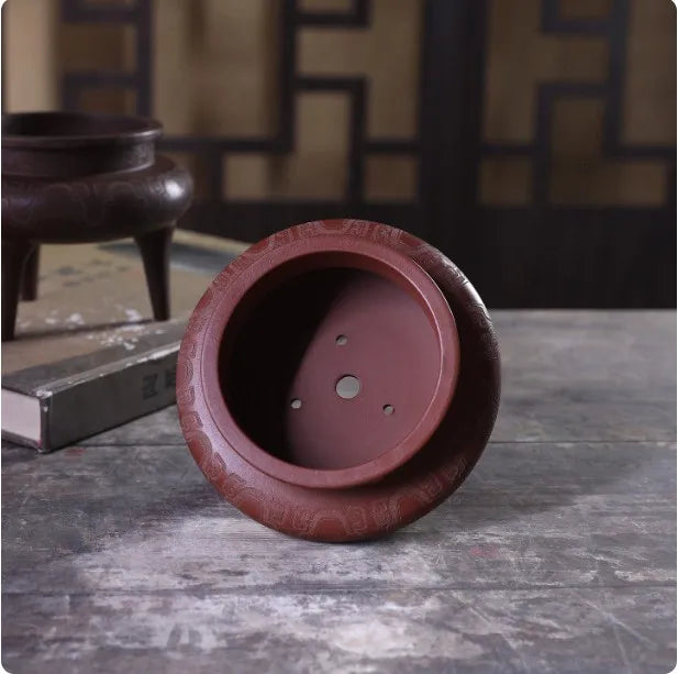 Tripedal Purple Sand (Zisha) Ceramic Bonsai Bowl Pot – 9cm Inner Diameter