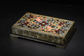 Old Wood Lacquer Wenfang Box – Gold-Outline Floral Dragon Storage