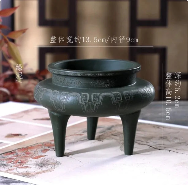 Tripedal Purple Sand (Zisha) Ceramic Bonsai Bowl Pot – 9cm Inner Diameter