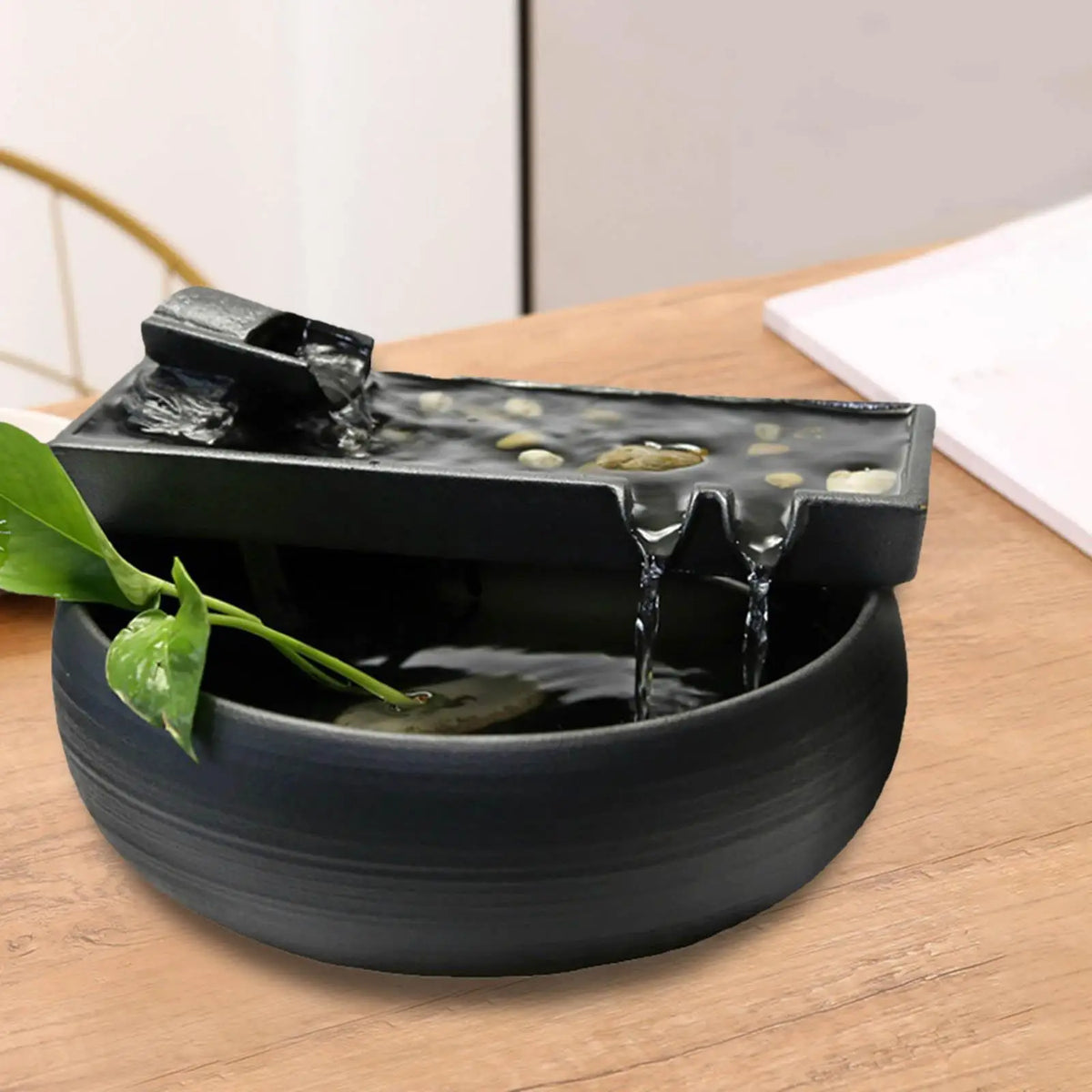 Tabletop Fountain Indoor Waterfall Vase Water Feature USB Powered
