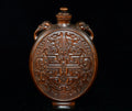Tibetan Boxwood Flower Carved Snuff Bottle Dragon-Ear Vase