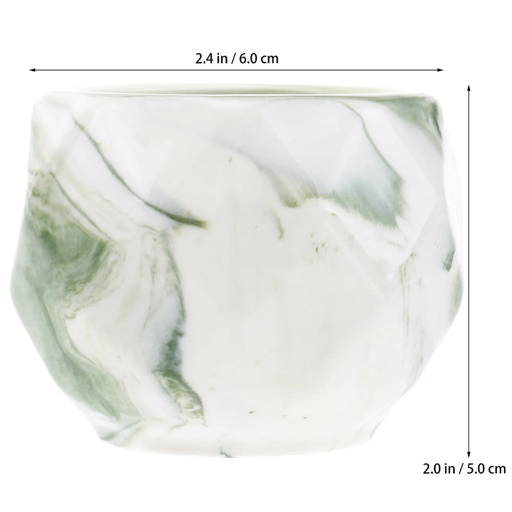 Premium Green Marble-Finish Ceramic Succulent Planter (8 × 5 cm)