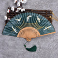 Vintage Bamboo & Silk Folding Hand Fan – Art Floral Design
