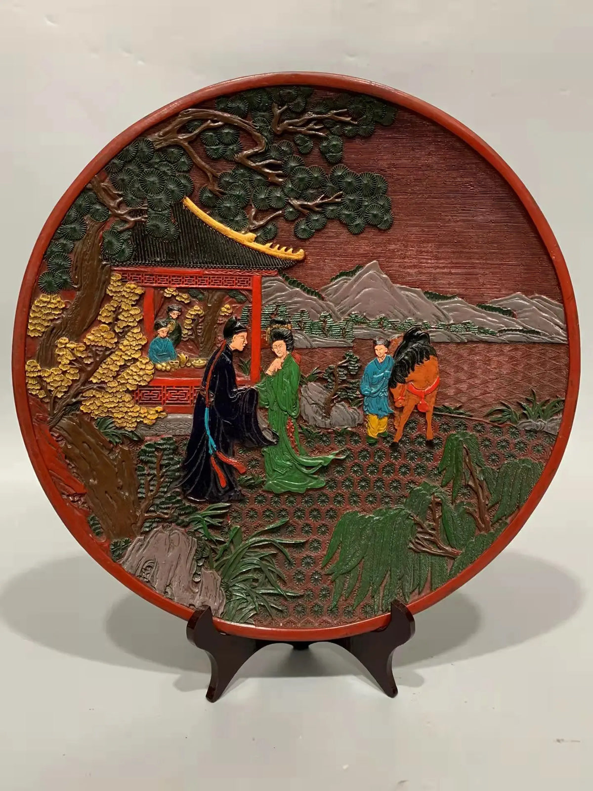 Rare Qing Dynasty Vintage Lacquerware Plate, Dating for Men and Women