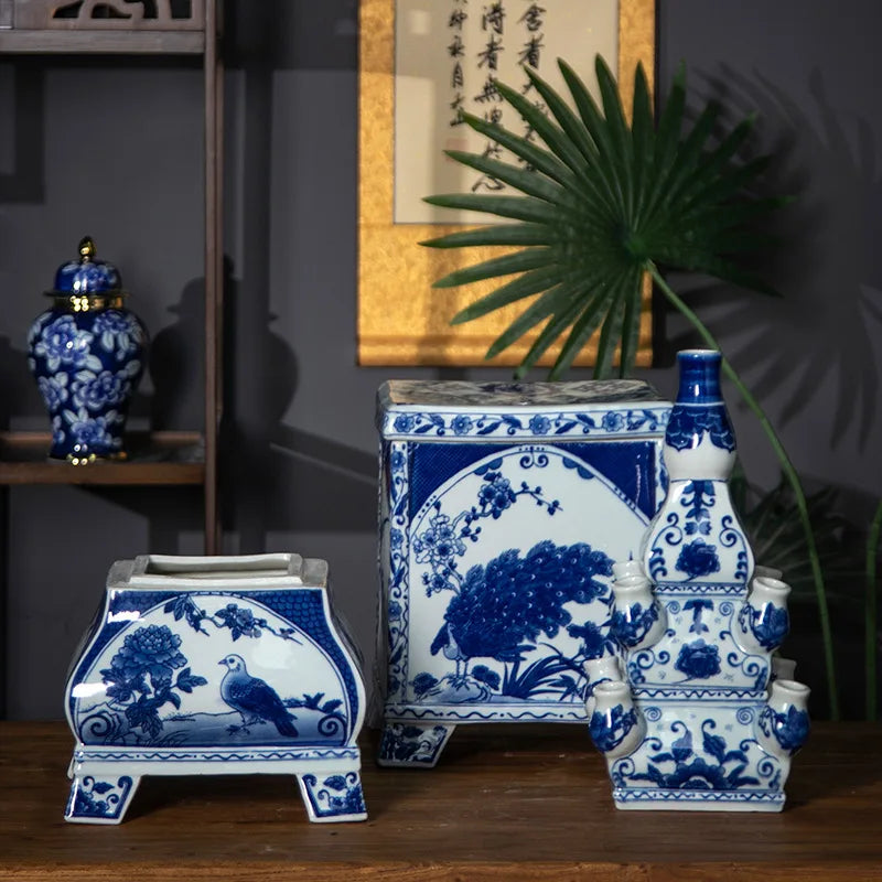 Tall Chinese Pagoda Floor Vase – Ceramic Statement Vessel for Entry & Living Room
