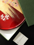 Handcrafted Japanese Lacquerware Tea Tray – Gold Leaf Sakura Floral Decorative Serving Dish