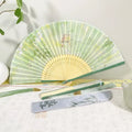 Classical Chinese Sle Roasted Paint Fan Faion ow Props  Hanfu Flower Bird Fans Photoaphy Props Bamboo Fans