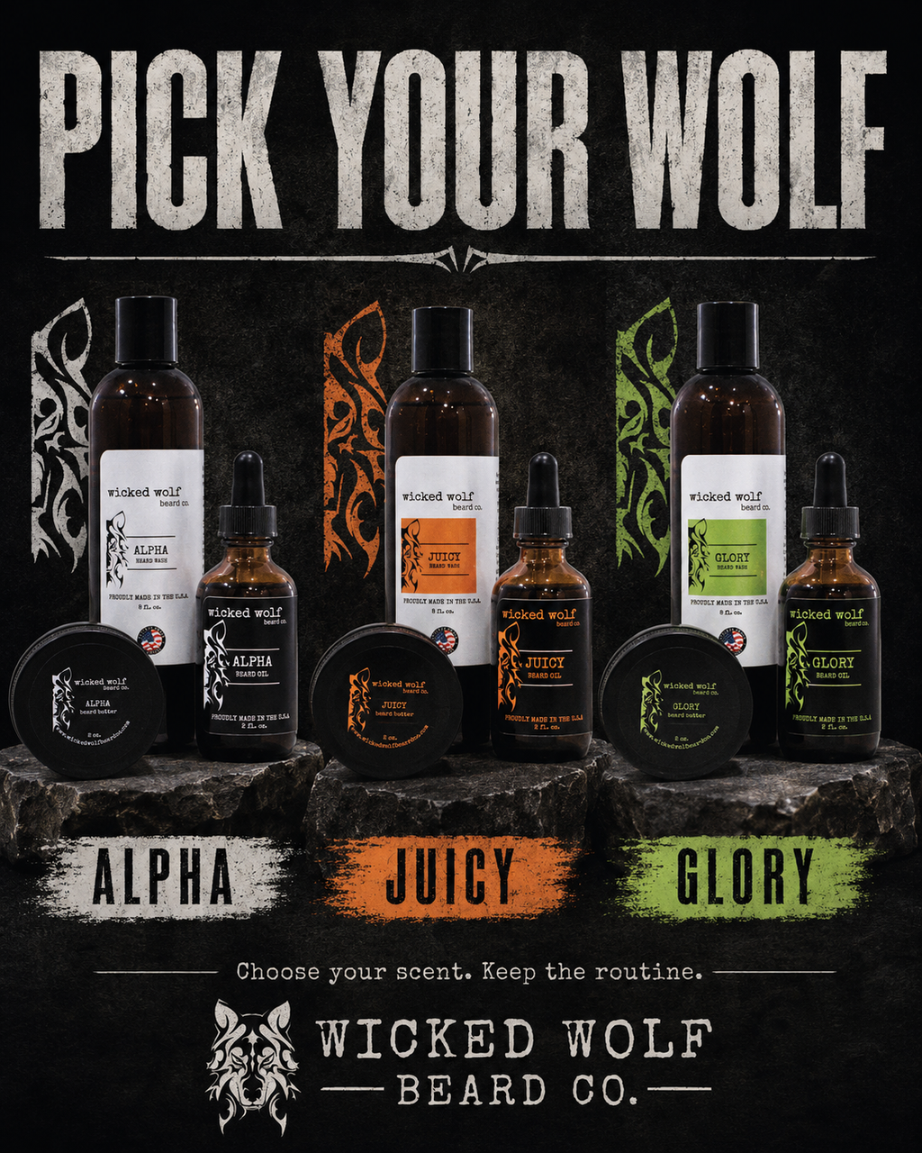 Wicked Wolf Pack | Complete Beard Care Kit (Wash, Oil & Butter)